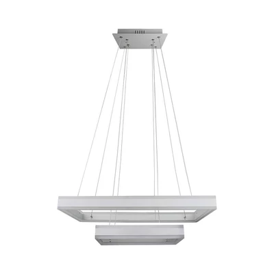 113W LED Dimmable Soft Light Chandelier, 3000K, Square White body