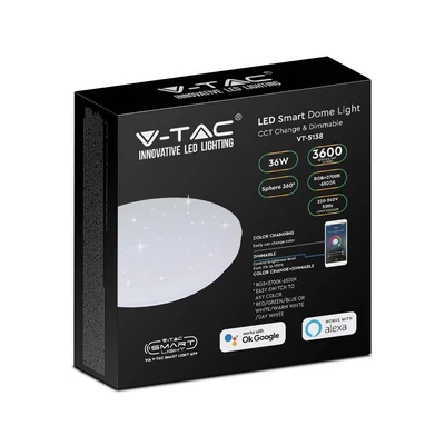 V-TAC 36W csillagos mennyezeti, 32cm okos LED lámpa, RGB+CCT, 100 Lm/W - SKU 7695