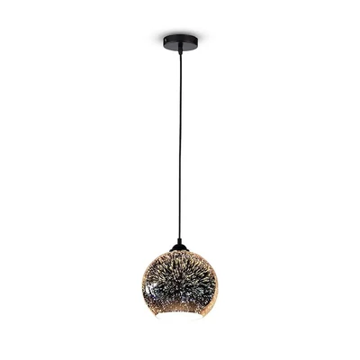 Pendant Light Holder E27 With 3D Glass Lampshade 200mm