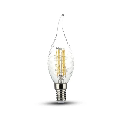 V-TAC 4W E14 hideg fehér filament LED csavart gyertyaláng égő - SKU 4432