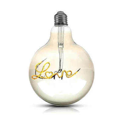 LED Bulb - 5W E27 Filament G125 Amber Glass 2200K