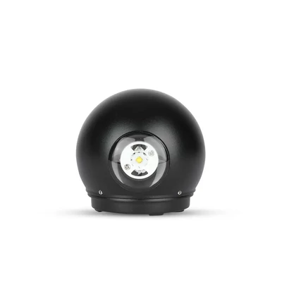 6W LED Wall Light Black Body Round IP65 3000K