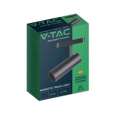 V-TAC állítható 20W spot LED lámpatest Slim 48V mágneses sínhez, meleg fehér - SKU 10255