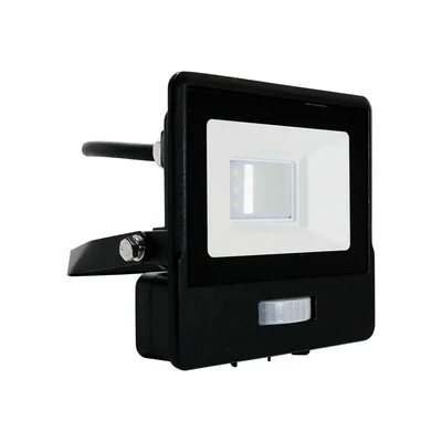 10W LED PIR Sensor Floodlight SAMSUNG CHIP Black Body 6400K 1M Cable