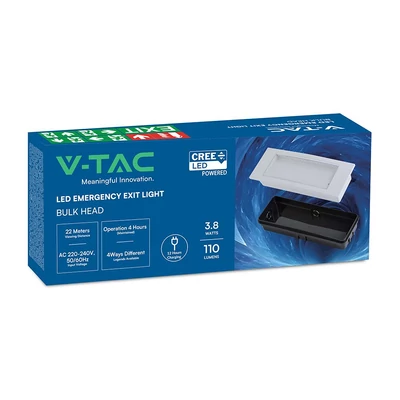 V-TAC CREE LED-es vészkijárat, vészvilágító, kijáratjelző EXIT lámpa 3.8W - SKU 899-6