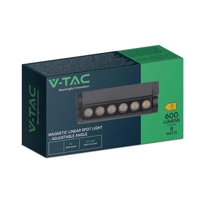 V-TAC dönthető 5W spot LED lámpatest Slim 48V mágneses sínhez, természetes fehér - SKU 10257