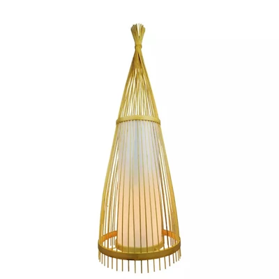 Wooden Floor Lamp With Rattan Lampshade D400*1500MM