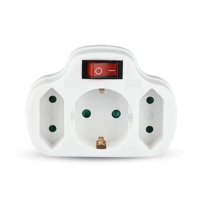 Adapter With Switch &amp; Earthing Contact 2 Socket 2.5 1 Socket 16A