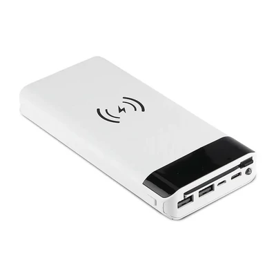 V-TAC fehér, 20000mAh powerbank vezeték nélküli töltővel, kijelzővel - SKU 8860