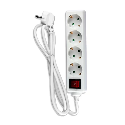 4 Ways Socket With Switch (3G 1.5MM2 X 1.5M) Polybag With Card White