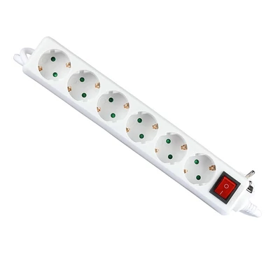 6 Ways Socket With Switch (3G 1.5MM2 X 1.5M) Polybag With Card White