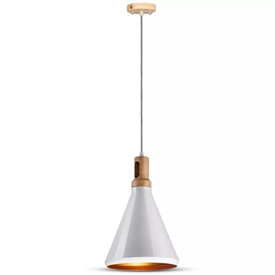 Modern Pendant Light Wooden Top Iron White Color ф250