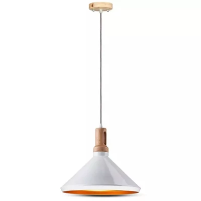 Modern Pendant Light Wooden Top Iron White Color ф250