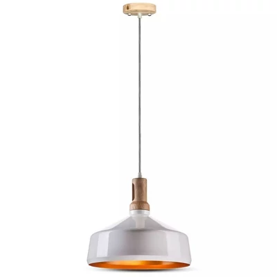 Modern Pendant Light Wooden Top Iron White Color ф350