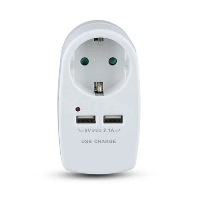 European Type Plug Adapter With Earthing Contact &amp; Charging Interface White