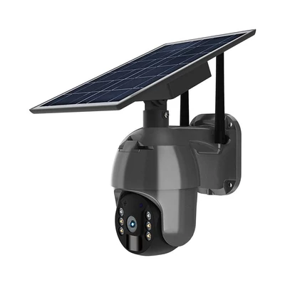 White WiFi Solar powered outdoor PTZ camera, with motion sensor