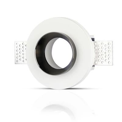 GU10 Fitting Gypsum White Recessed Light With Black Metal Round