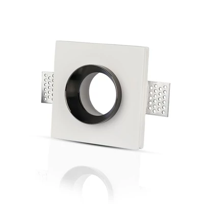 GU10 Fitting Gypsum White Recessed Light With Black Metal Square