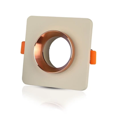 GU10 Fitting Gypsum Metal Off White Recessed Light With Matt Rose Gold Square