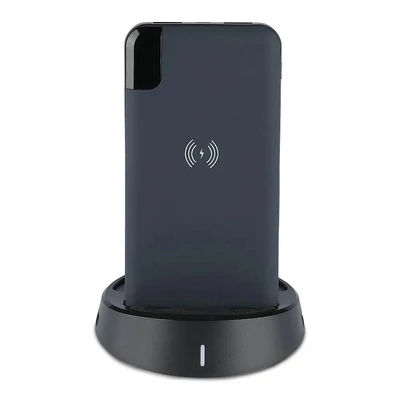 V-TAC kék, 8000mAh powerbank vezeték nélküli töltővel, kijelzővel - SKU 8862