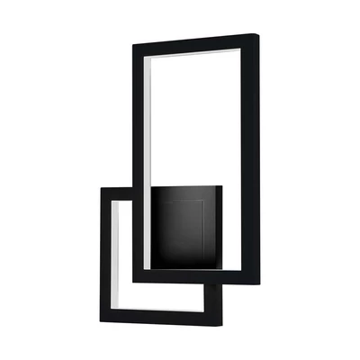 Double square black LED wall lamp, IP20, 3000K