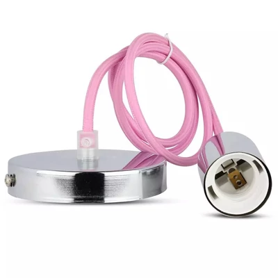 Chrome Metal Cup Pendant Light Pink