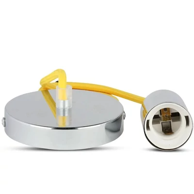 Chrome Metal Cup Pendant Light Yellow