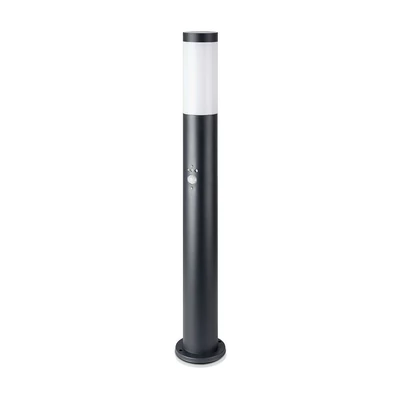 E27 Bollard Lamp 80CM With PIR Sensor Stainless Steel Body Black IP44