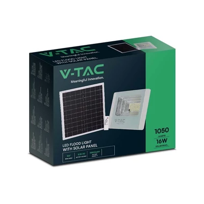 V-TAC napelemes LED reflektor 16W természetes fehér 10000 mAh, fehér házzal - SKU 10406