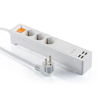 V-TAC Smart - WiFi-s elosztó, 3db aljzattal, 4db USB csatlakozóval - SKU 8447