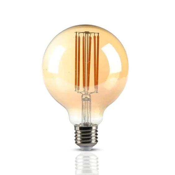 V-TAC 7W borostyán E27 meleg fehér filament LED égő - SKU 7147
