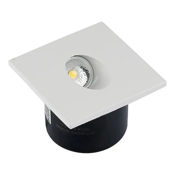 V-TAC 3W beltéri LED lépcsővilágítás, szögletes, meleg fehér - SKU 1209