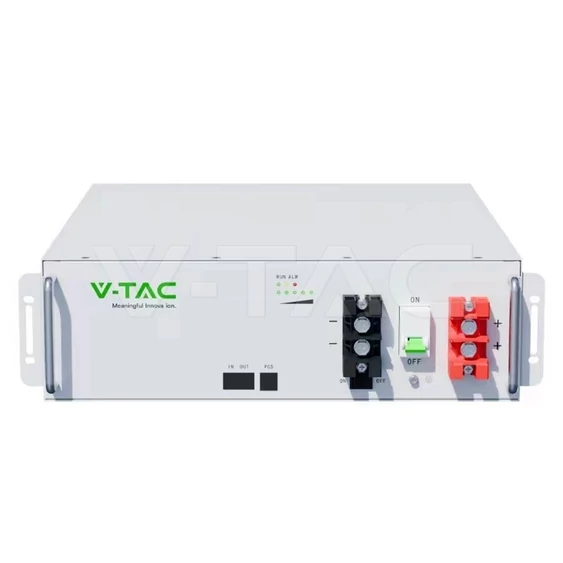 V-TAC 5kWh lítium akkumulátor, RACK-be szerelhető, fehér házas - SKU 12323