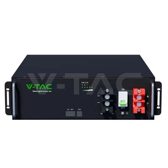 V-TAC 5kWh lítium akkumulátor, RACK-be szerelhető, fekete házas - SKU 12327