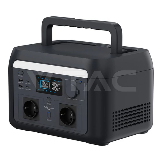 V-TAC hordozható áramfejlesztő, max. 1200W terheléshez, Napelemes töltési lehetőséggel - SKU 11443