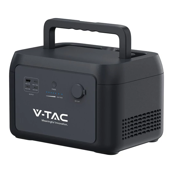 V-TAC hordozható áramfejlesztő, max. 300W terheléshez, Napelemes töltési lehetőséggel - SKU 11441