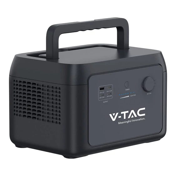 V-TAC hordozható áramfejlesztő, max. 300W terheléshez, Napelemes töltési lehetőséggel - SKU 11441