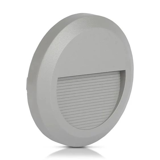 V-TAC 2W szürke LED lépcsővilágítás, kerek, IP65, meleg fehér - SKU 1319