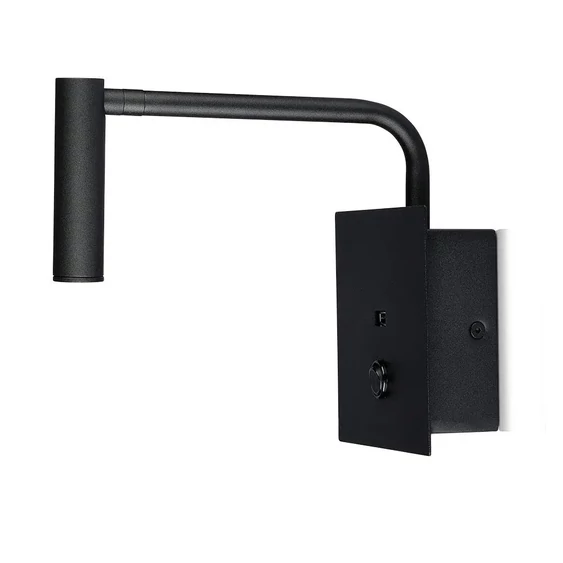 V-TAC fali LED COB olvasólámpa kapcsolóval és USB porttal fekete 3W meleg fehér, fekete - SKU 1487