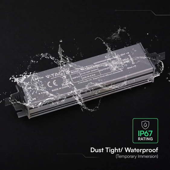 V-TAC IP67 slim fémházas LED tápegység 12V 36W 3A - SKU 24262