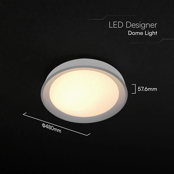 V-TAC 60W designer dóm LED lámpa, állítható színhőmérséklet, fekete, 480x58mm - SKU 24197