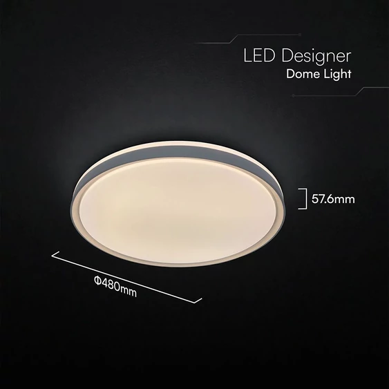 V-TAC 60W designer dóm LED lámpa, állítható színhőmérséklet, szürke, 480x58mm - SKU 24199