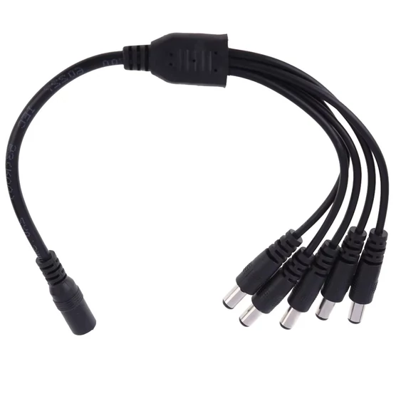 DC 12V ötágú tápegység elosztó kábel, 5,5x2,1mm