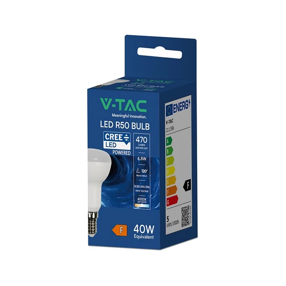 V-TAC R50 4.8W E14 természetes fehér LED égő - SKU 21139