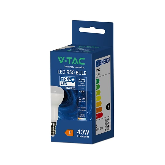 V-TAC R50 4.8W E14 hideg fehér LED égő - SKU 21140