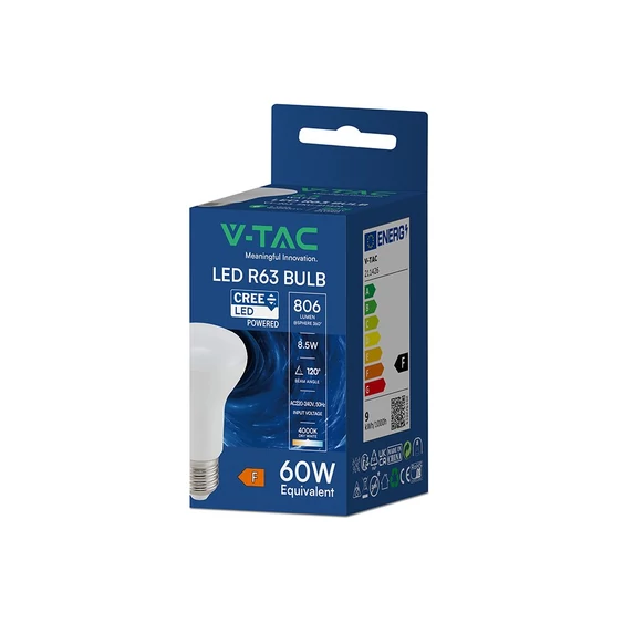 V-TAC R63 8.5W E27 hideg fehér LED égő - SKU 21143