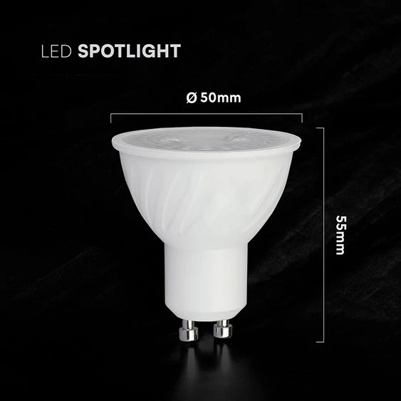 V-TAC GU10 LED spot égő 3 db/csomag 6W meleg fehér 110° - SKU 2119211