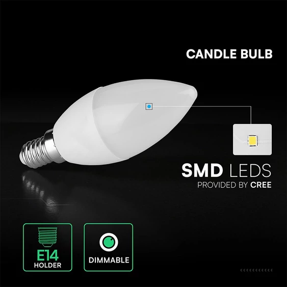 LED Bulb - SAMSUNG CHIP 5.5W E14 Plastic Dimmable Candle 4000K
