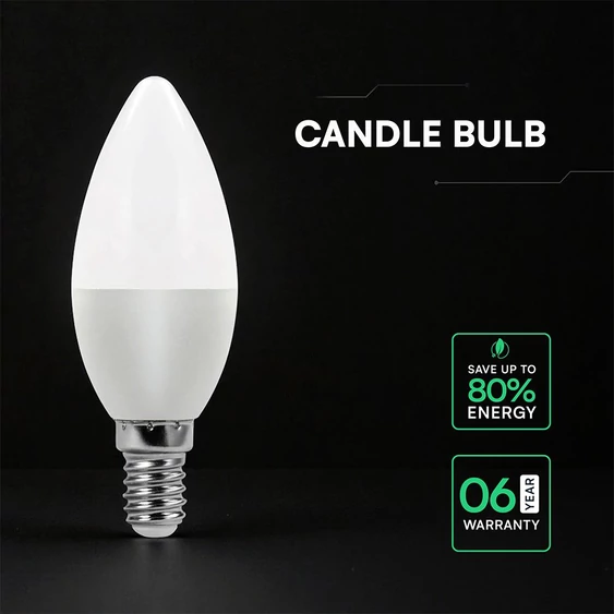 LED Bulb - SAMSUNG CHIP 5.5W E14 Plastic Dimmable Candle 4000K