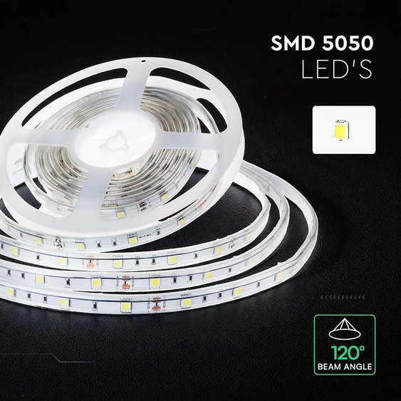 V-TAC LED szalag IP65 SMD 5050 chip 30 db/m hideg fehér - SKU 212144